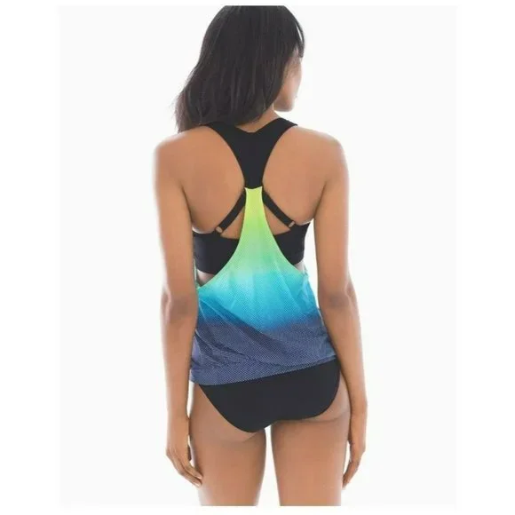 Sporty Ocean T back, tankini swimsuit with underwear bottom size 2X - Picture 3 of 12